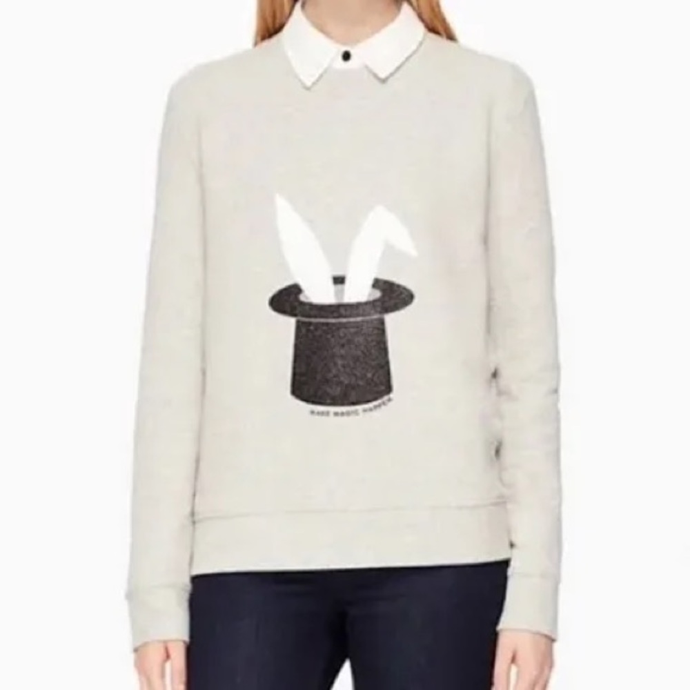 Kate Spade Broome Street Magic Trick Cotton Sweatshirt in Grey Melange - Small